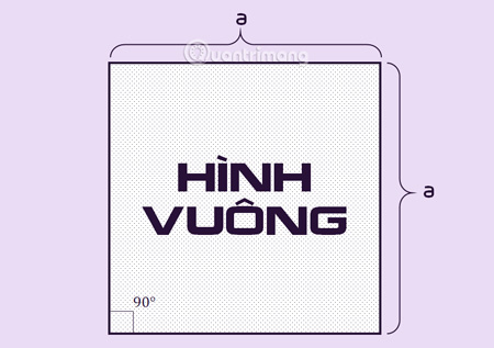 Công thức tính diện tích hình vuông, tính chu vi hình vuông