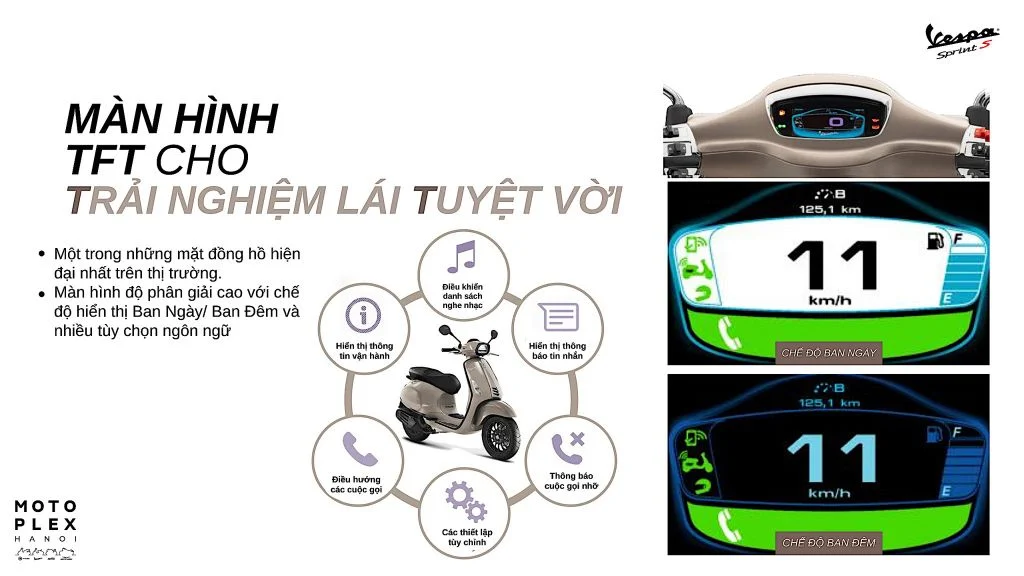 Vespa Sprint S 150 TFT 2024 Thể Thao, Hiện Đại. Bảo Hành 3 năm - Motoplex Hanoi