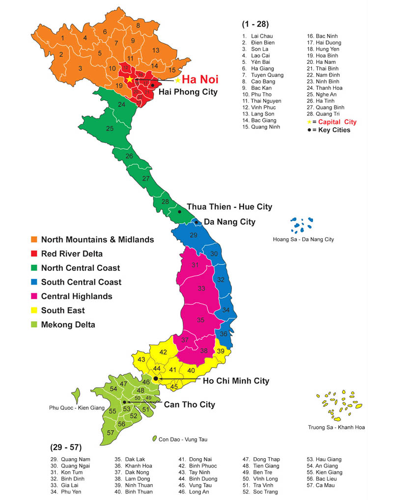 Bản đồ Việt Nam và bản đồ hành chính 63 tỉnh thành mới nhất