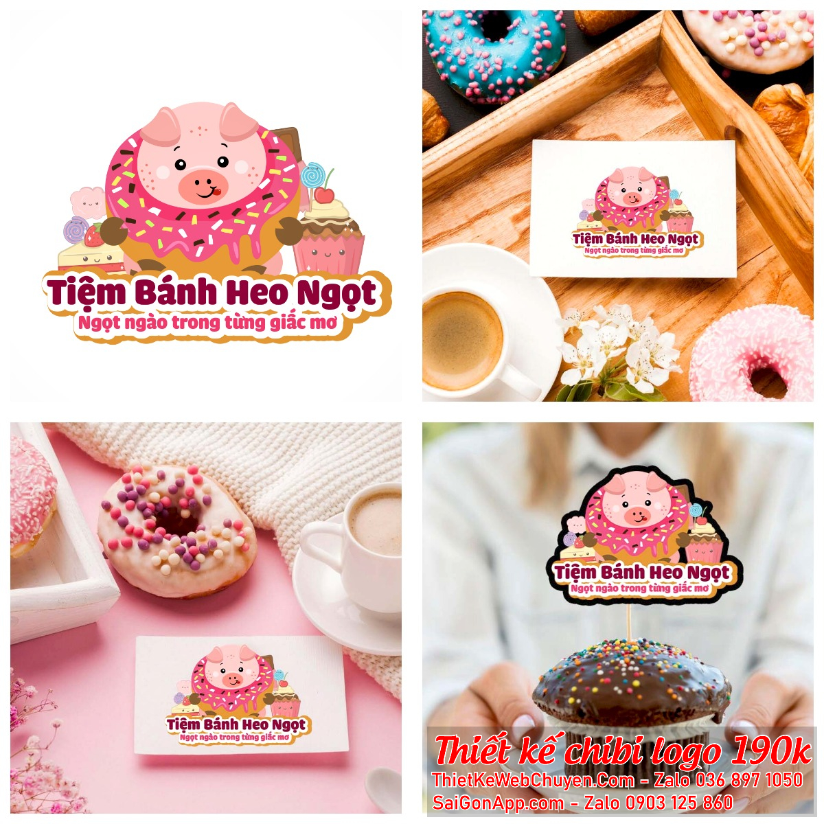 MẪU THIẾT KẾ LOGO CHIBI CON HEO PIG 190K CUTE DỄ THƯƠNG