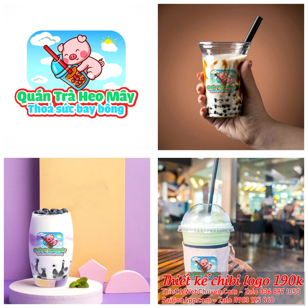 MẪU THIẾT KẾ LOGO CHIBI CON HEO PIG 190K CUTE DỄ THƯƠNG