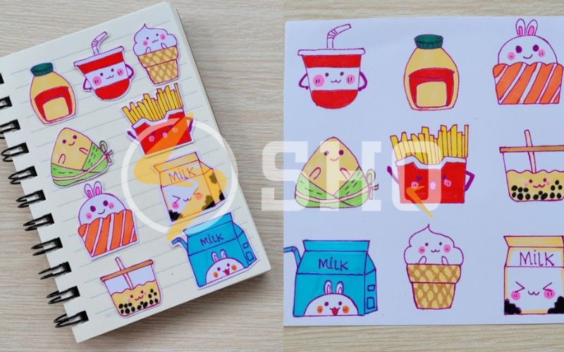 Hướng dẫn vẽ hình sticker cute về đồ ăn đơn giản nhất 2023