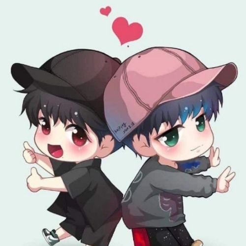 Ảnh đại diện đôi BFF anime, chibi dễ thương phù hợp cho cả nam và nữ