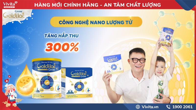 Sữa Non Tổ Yến Goldilac Grow Cho Trẻ 0 đến 10 Tuổi (Hộp 650g)