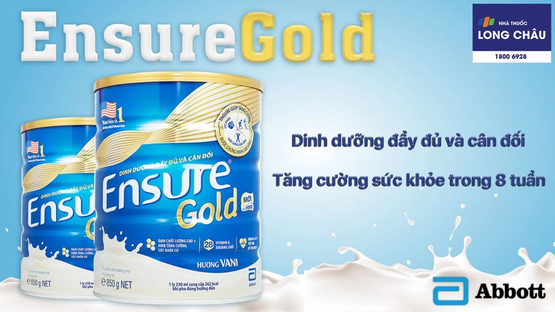 Sữa bột Ensure Gold Abbott hương vani bổ sung dinh dưỡng, vitamin, khoáng chất cho cơ thể (850g)