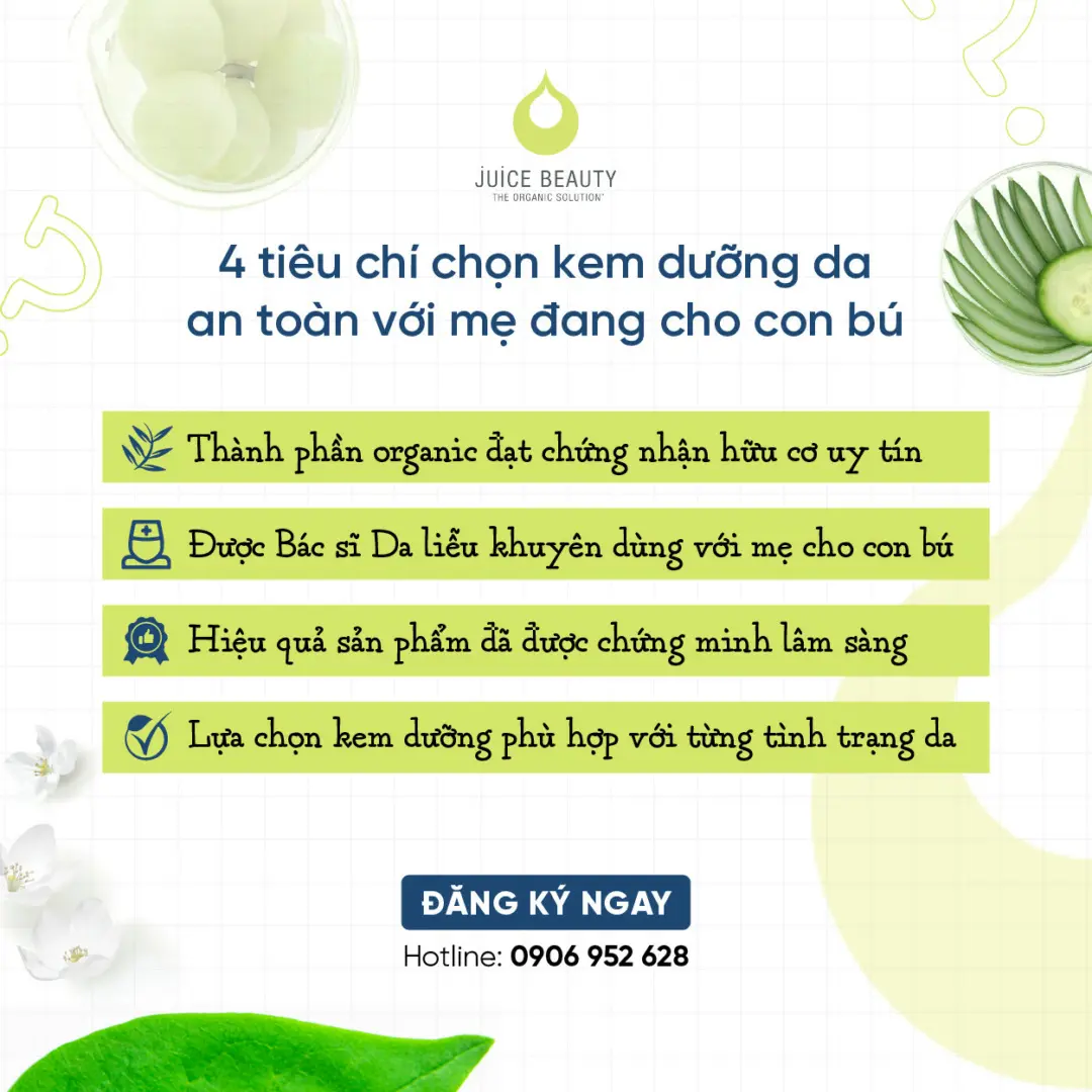 Mẹ cho con bú dùng kem dưỡng da mặt được không?