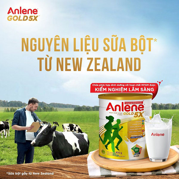 Sữa bột Anlene Gold 5X 800g hương Vani - suachobeyeu.vn