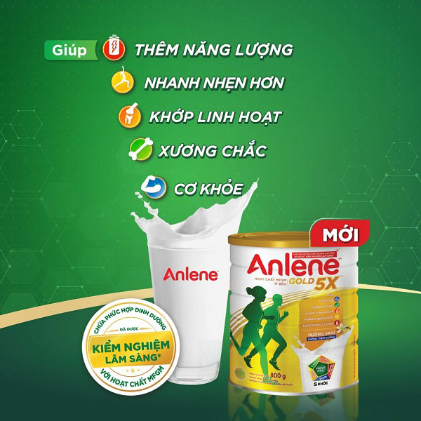 Sữa bột Anlene Gold 5X 800g hương Vani - suachobeyeu.vn