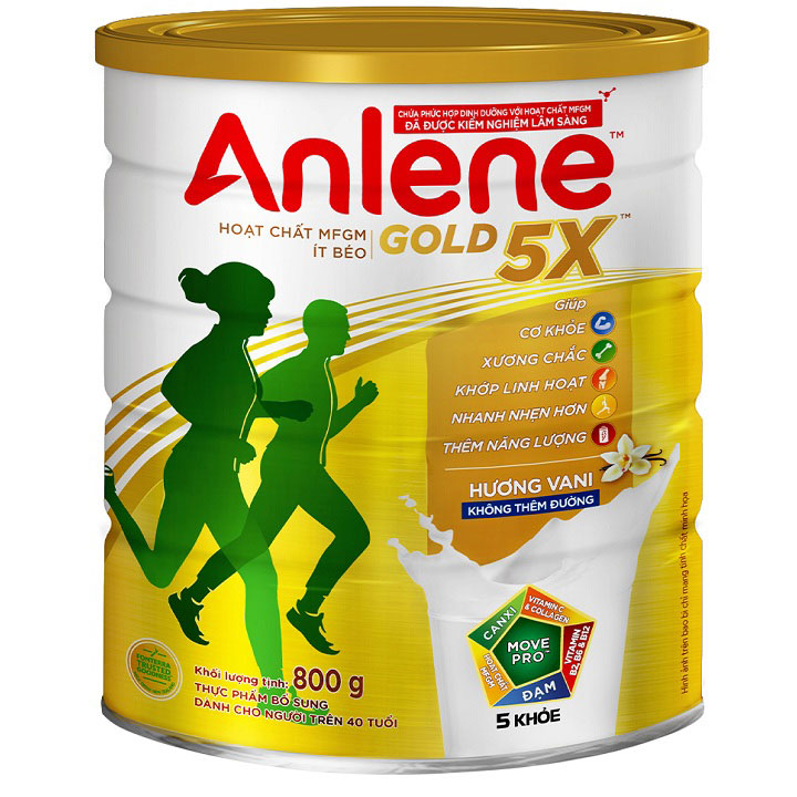 Sữa bột Anlene Gold 5X 800g hương Vani - suachobeyeu.vn