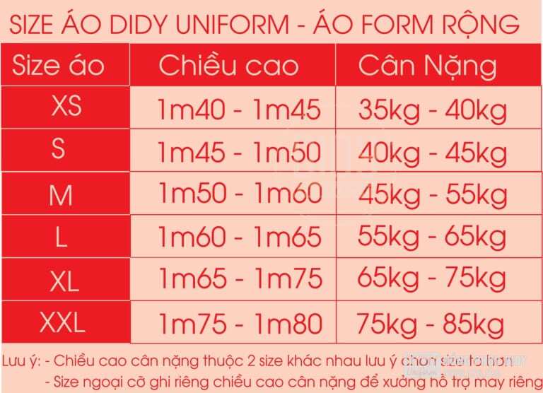 55 kg mặc áo size gì? Cách chọn size áo đồng phục chuẩn nhất - Đồng Phục DIDY