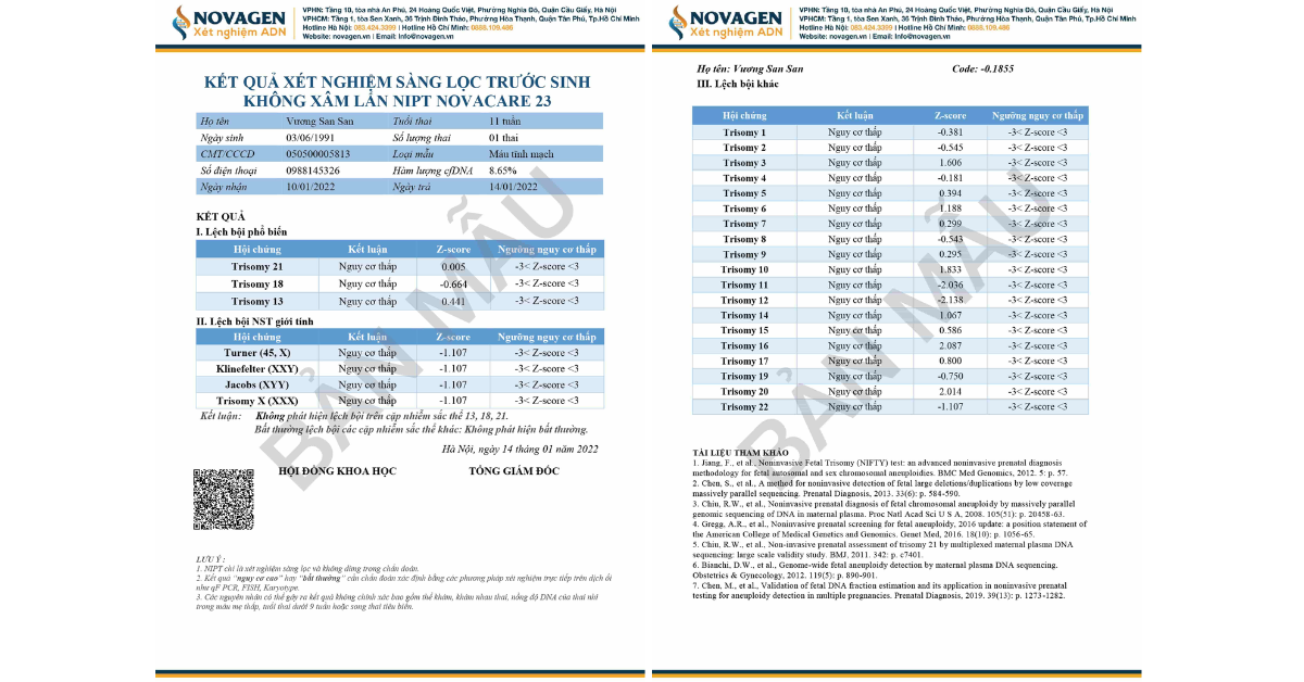 Hướng dẫn cách đọc kết quả xét nghiệm NIPT