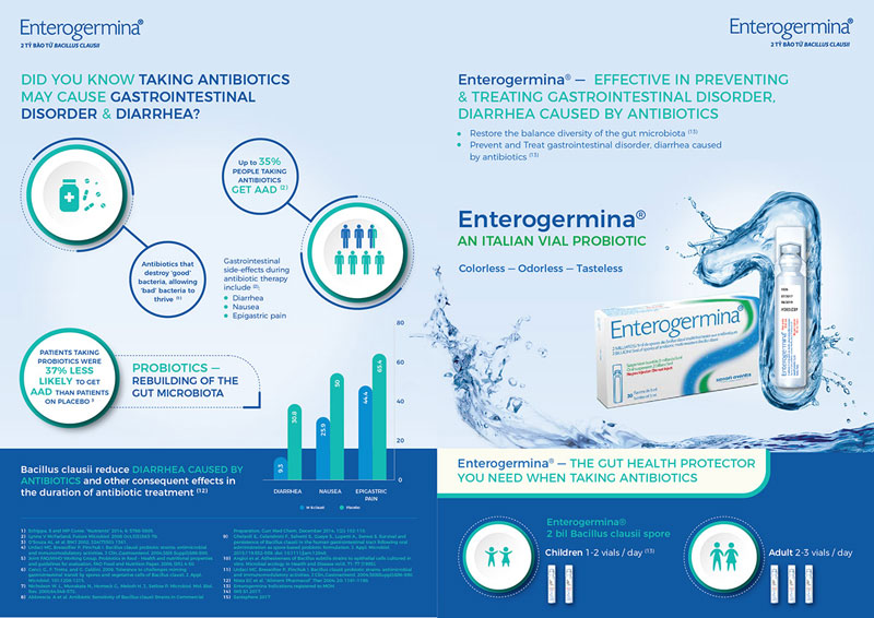 Men vi sinh Enterogermina có tác dụng gì với hệ tiêu hóa?