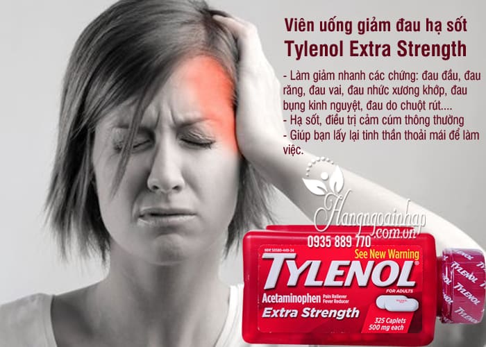 Thực phẩm chức năng Viên uống giảm đau hạ sốt Tylenol Extra Strength 500mg của Mỹ