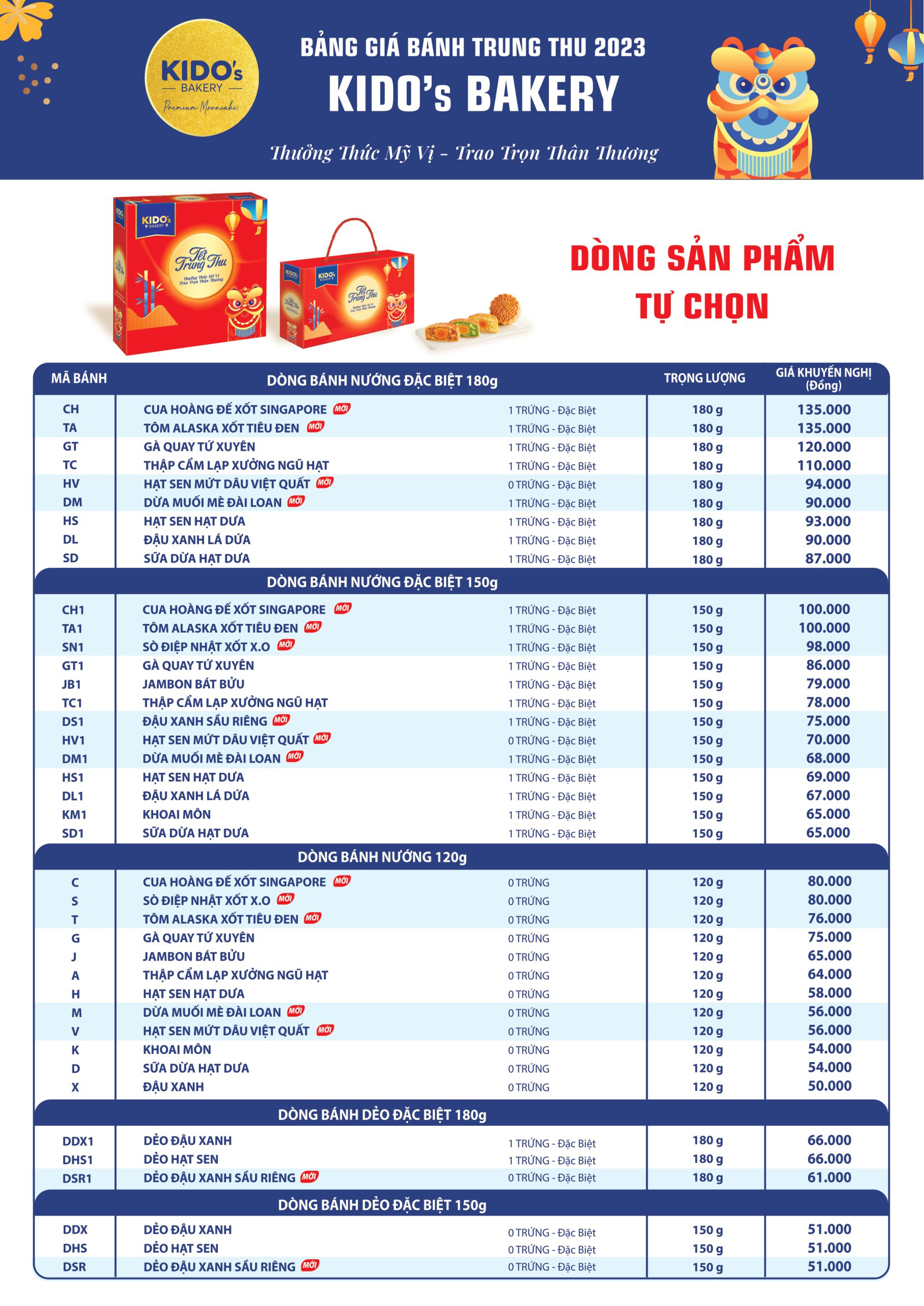 Bảng Giá Bánh Trung Thu Kido 2024 - KiDo’s Bakery Chính Thức