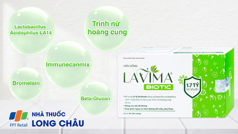 Viên uống Lavima Biotic bổ sung lợi khuẩn, hỗ trợ tăng sức đề kháng (2 vỉ x 10 viên)