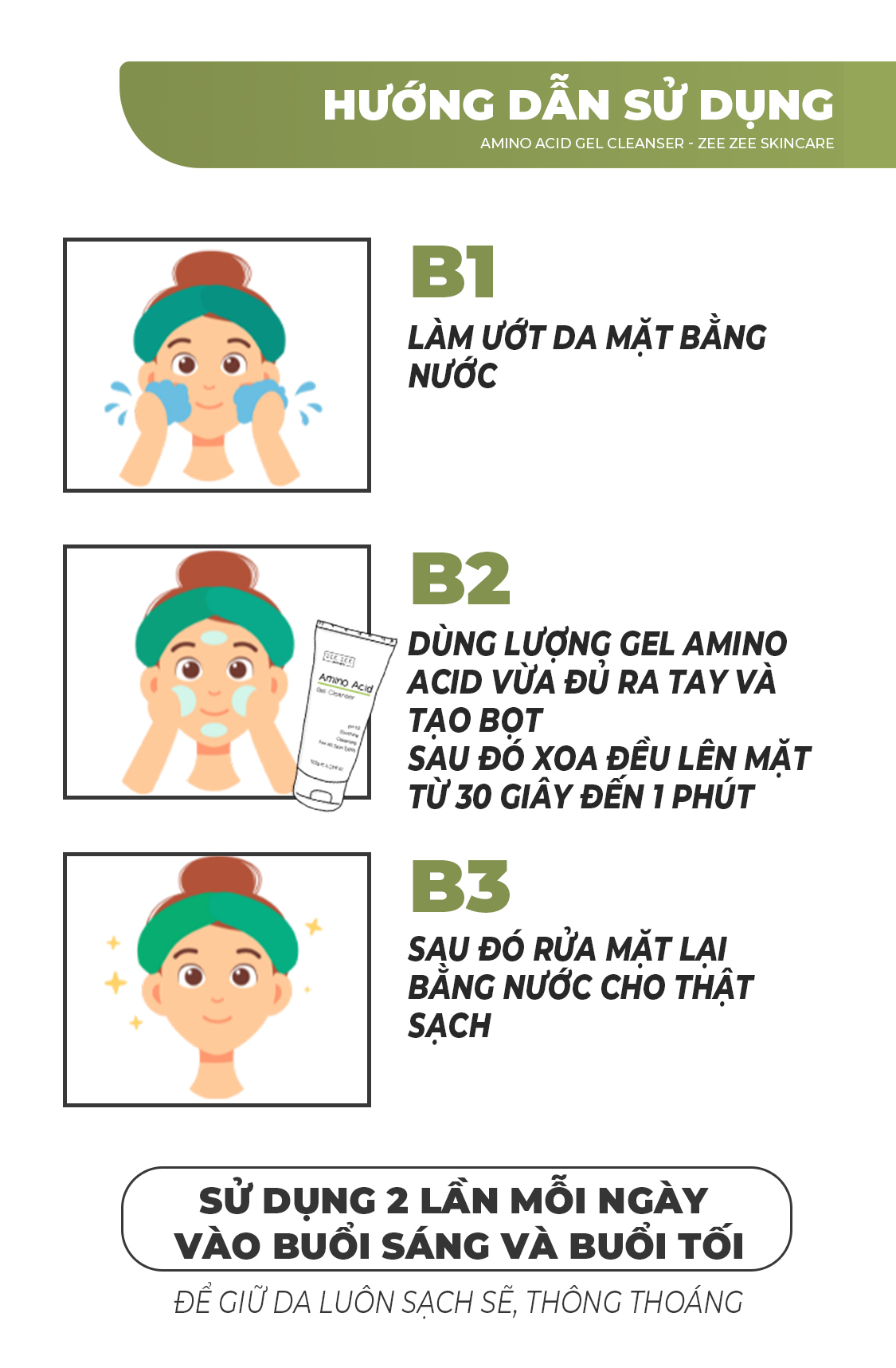 Gel Rửa Mặt Amino Acid Tạo Bọt Cân Bằng Ph 5.5 Cho Da Nhạy Cảm 120g - ZEE ZEE Skincare