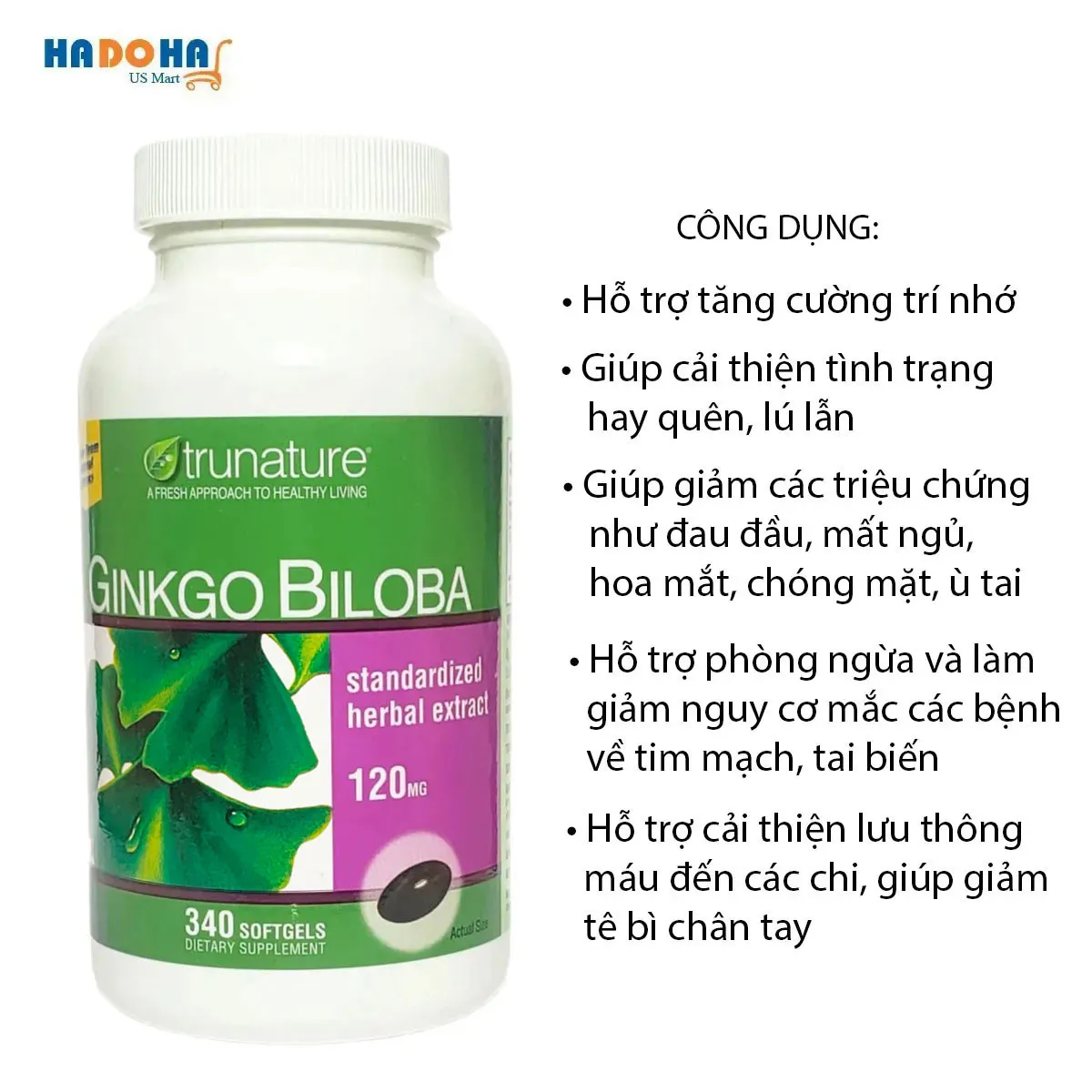 Viên uống bổ não ginkgo biloba 120mg 340 viên của mỹ