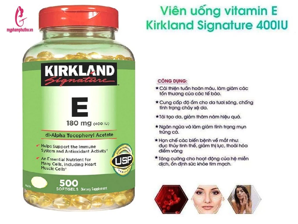 Viên uống Vitamin E Vàng 400 IU Kirkland Mỹ