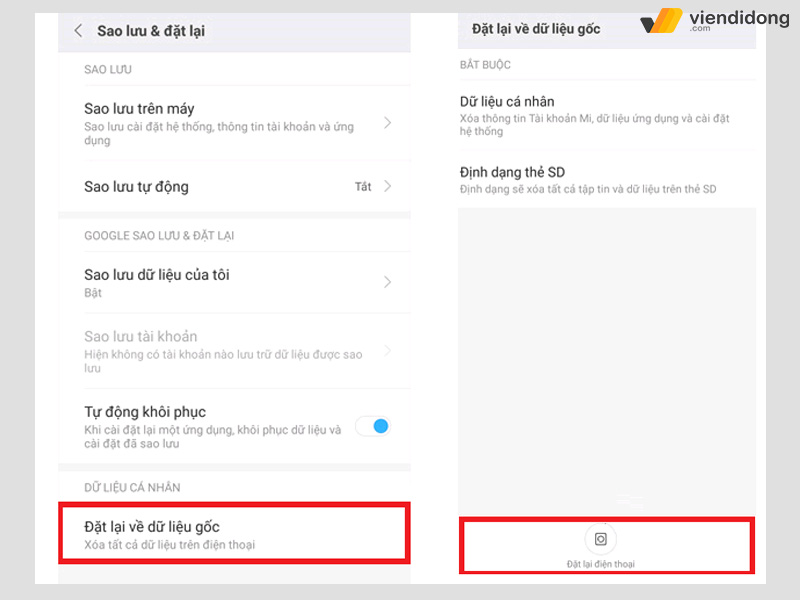 Hướng dẫn Reset điện thoại Xiaomi - khôi phục cài đặt gốc đơn giản