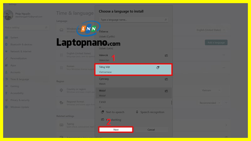 Cách cài đặt ngôn ngữ tiếng việt cho máy tính laptop win 11
