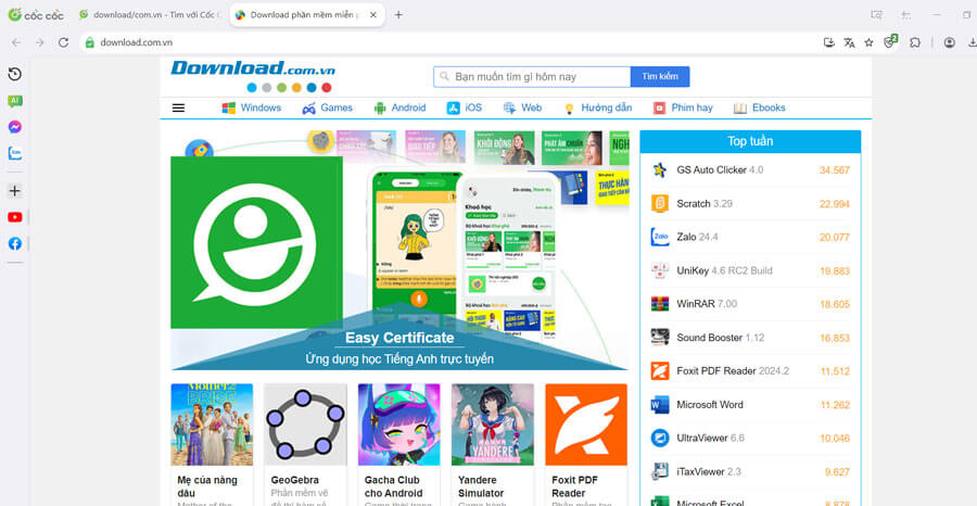 Cốc Cốc 133.0.130 Trình duyệt web hỗ trợ tải video, tải file cực nhanh