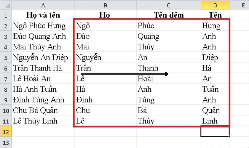 Tách chữ trong Excel với các hàm cơ bản cực dễ trong 5 giây