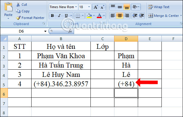 Hàm LEFT: Cắt các chuỗi ký tự bên trái trong Excel