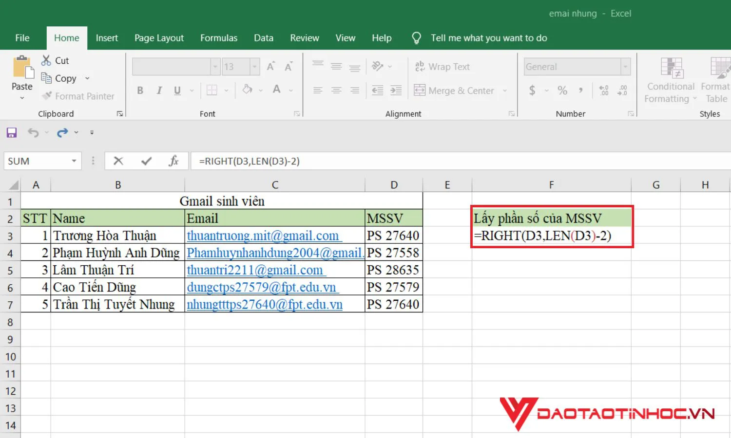 Các hàm lấy ký tự trong Excel cực dễ dàng mà bạn cần biết