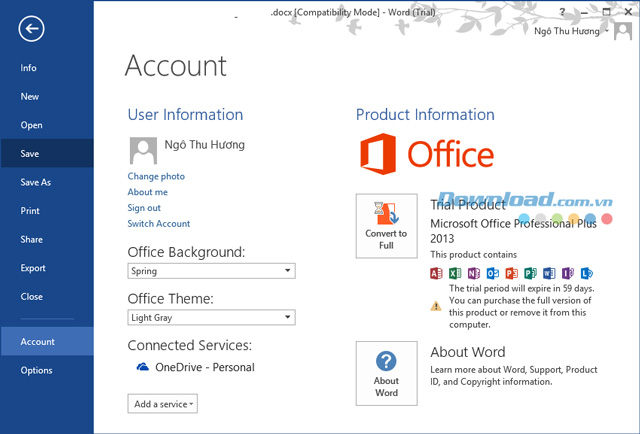 Microsoft Office 2013 Professional Plus 15.0.4833.1001 60 ngày dùng thử miễn phí Office 2013