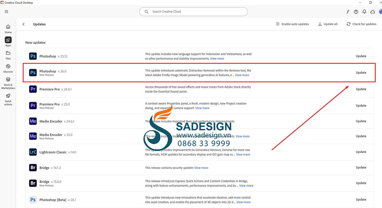 Hướng dẫn update phiên bản Photoshop 2025 v26.0 mới nhất