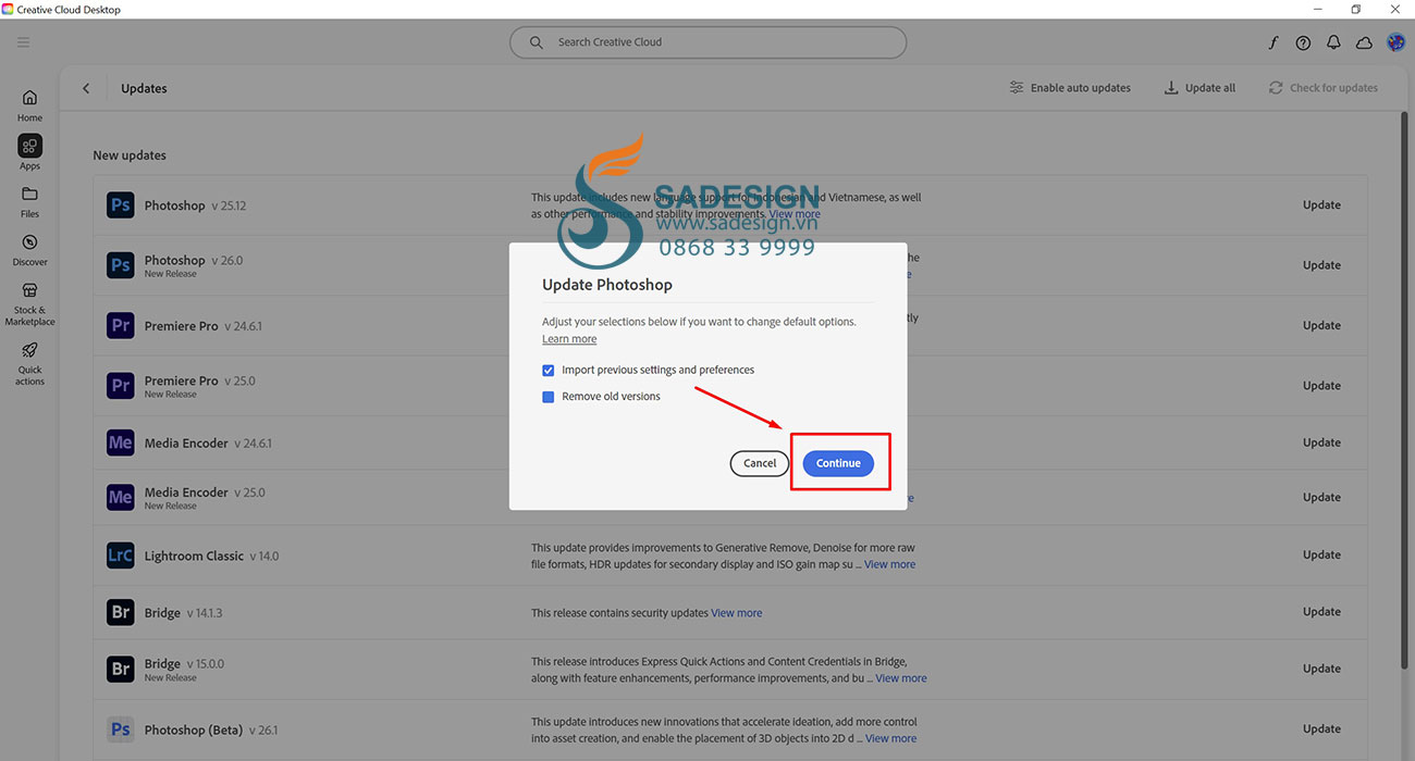 Hướng dẫn update phiên bản Photoshop 2025 v26.0 mới nhất