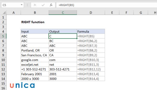 Cách sử dụng hàm Right trong Excel đơn giản, có ví dụ chi tiết