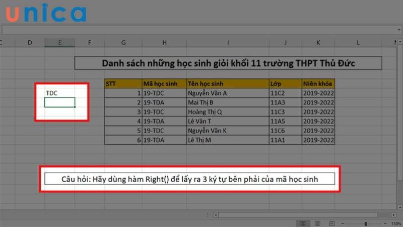 Cách sử dụng hàm Right trong Excel đơn giản, có ví dụ chi tiết