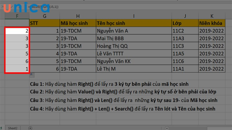 Cách sử dụng hàm Right trong Excel đơn giản, có ví dụ chi tiết