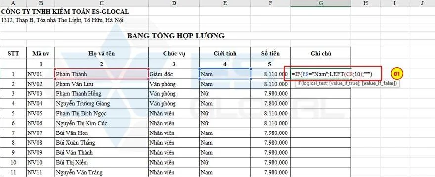 Hàm LEFT trong Excel là gì? Cách kết hợp hàm LEFT và RIGHT