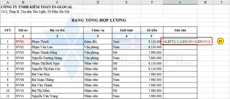 Hàm LEFT trong Excel là gì? Cách kết hợp hàm LEFT và RIGHT