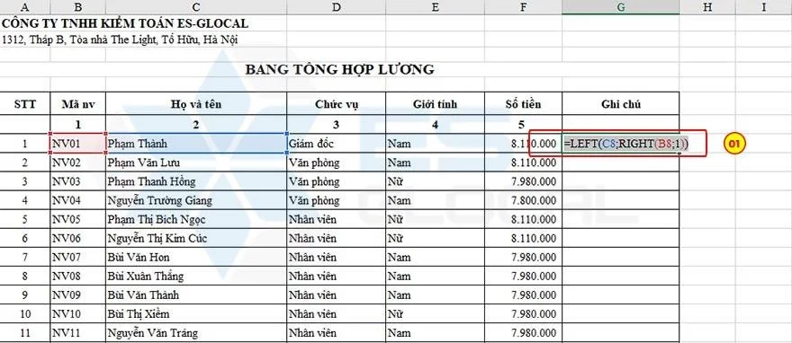 Hàm LEFT trong Excel là gì? Cách kết hợp hàm LEFT và RIGHT