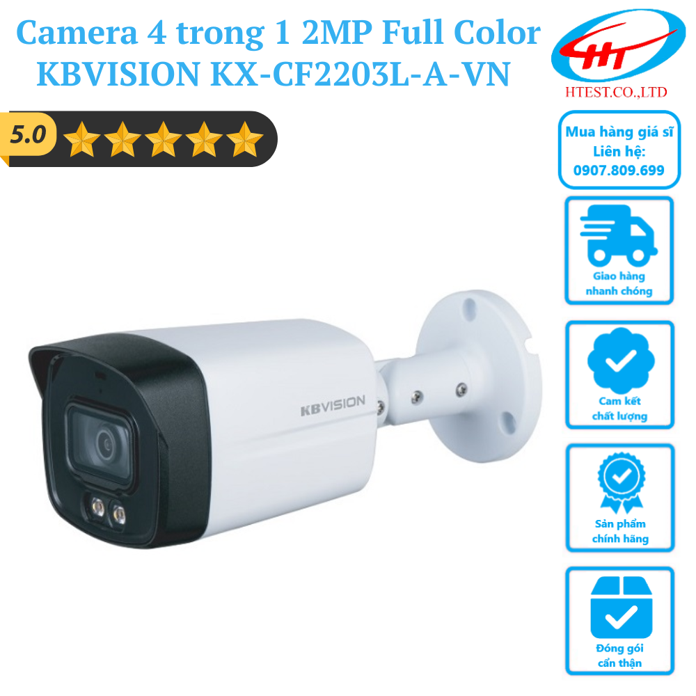 Camera 4 trong 1 2.0MP Full Color KBVISION KX-CF2203L-A-VN - Ban đêm có màu - Hồng ngoại 40m