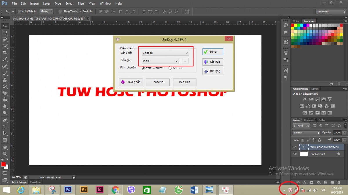 Hướng dẫn sửa lỗi không viết được tiếng Việt trong Photoshop