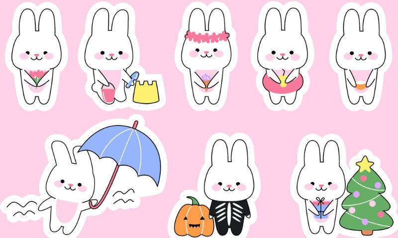 15 Mẫu sticker thỏ cute dễ thương ấn tượng 2024