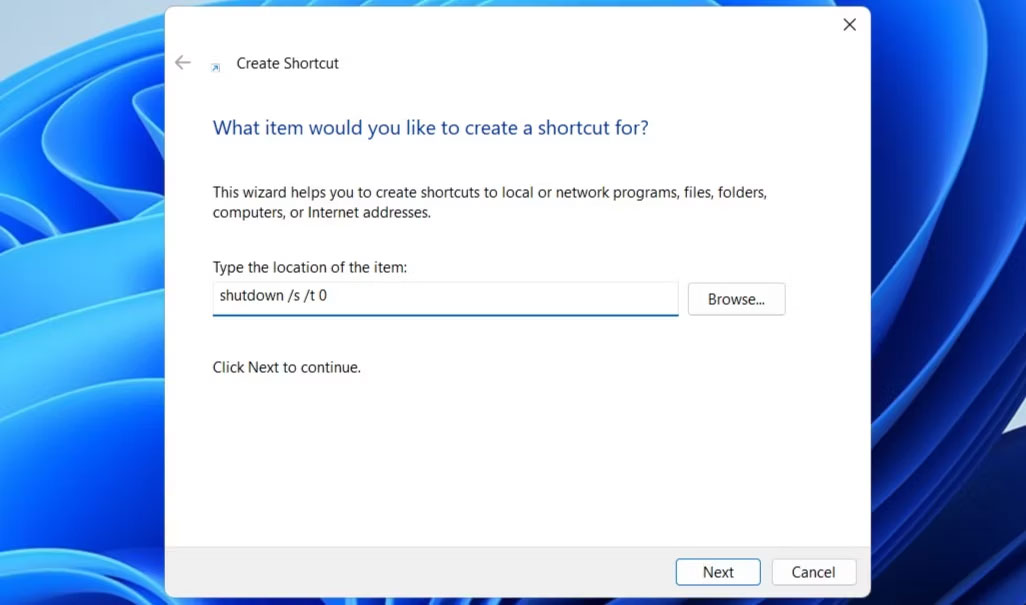 Hướng dẫn thêm shortcut Shutdown trên desktop trong Windows 11