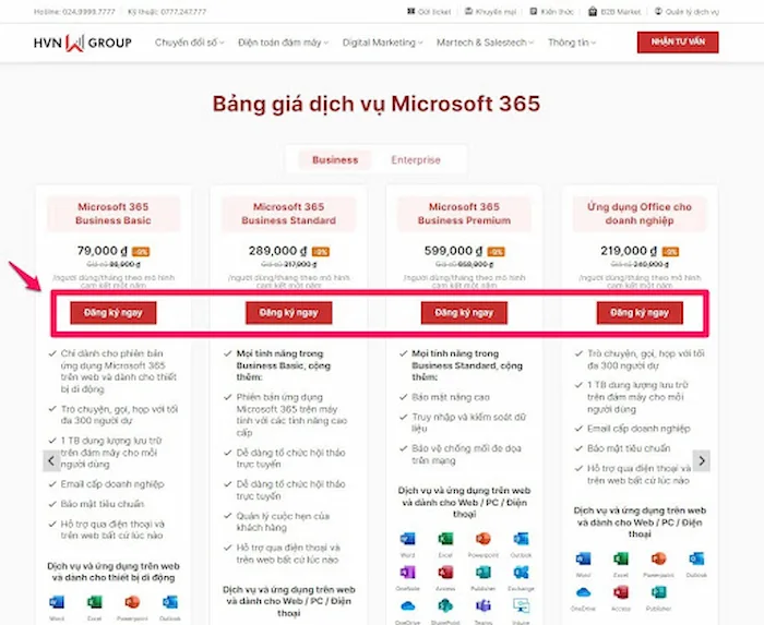 Hướng dẫn dùng thử Microsoft 365 miễn phí 30 ngày tại HVN Group