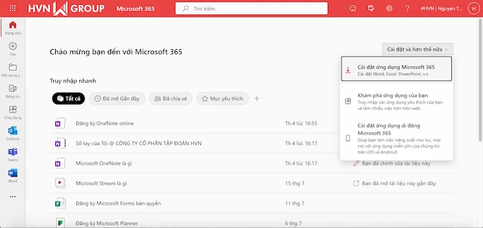Hướng dẫn dùng thử Microsoft 365 miễn phí 30 ngày tại HVN Group
