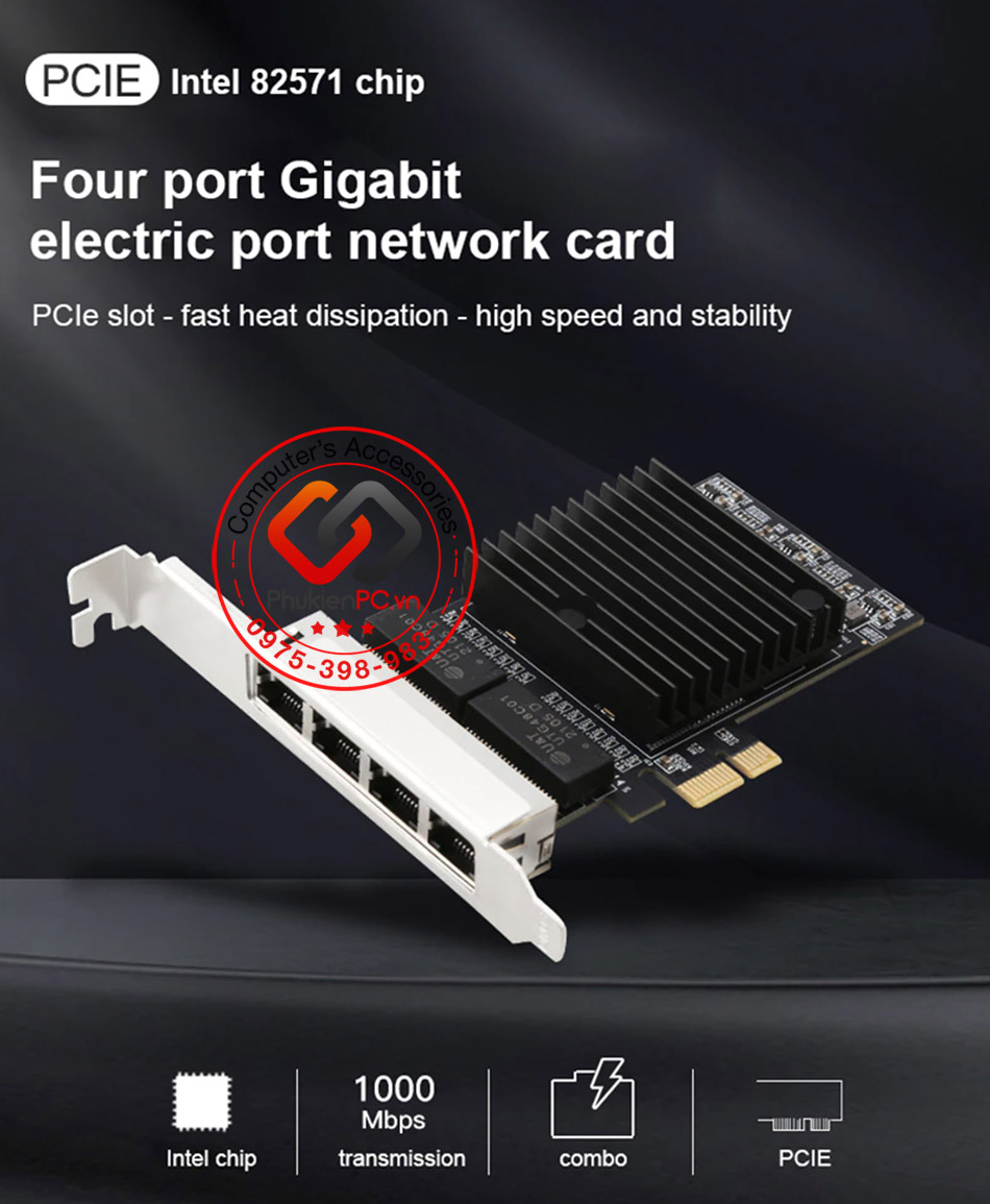 Card mạng LAN 1GB giá rẻ cho PC, giao tiếp PCIe dùng cho các loại main