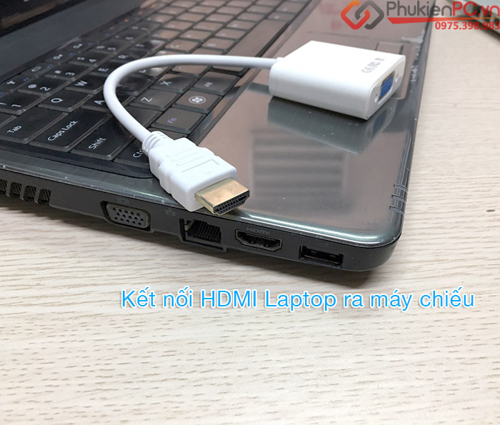 Thiết bị kết nối laptop với máy chiếu qua HDMI, VGA