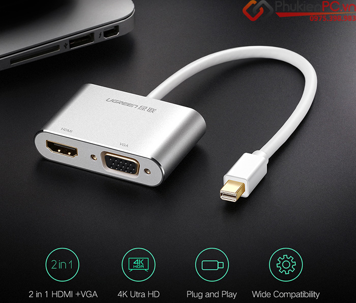 Thiết bị kết nối laptop với máy chiếu qua HDMI, VGA