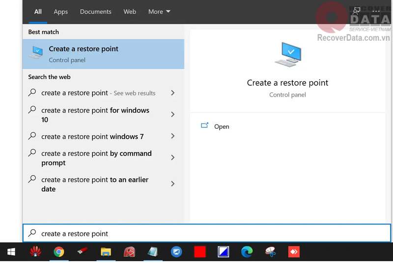 Cách bật System Restore Win 10 tạo điểm khôi phục hệ thống