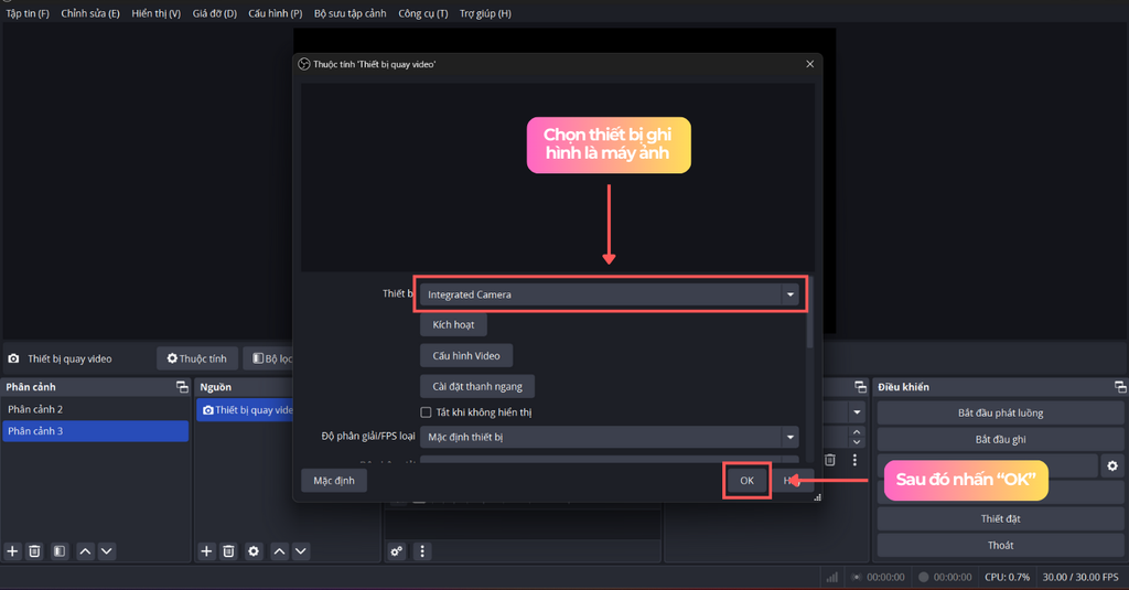 CÁCH THÊM NGUỒN MÁY ẢNH VÀO PHẦN MỀM OBS 30.2.2 - Ecom Studio