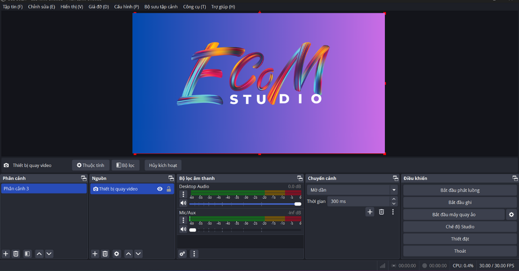 CÁCH THÊM NGUỒN MÁY ẢNH VÀO PHẦN MỀM OBS 30.2.2 - Ecom Studio