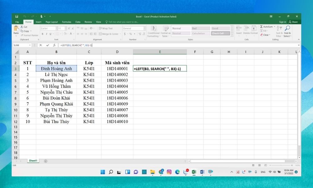 Tìm hiểu công cụ hàm Left trong excel cực chi tiết cho người mới bắt đầu